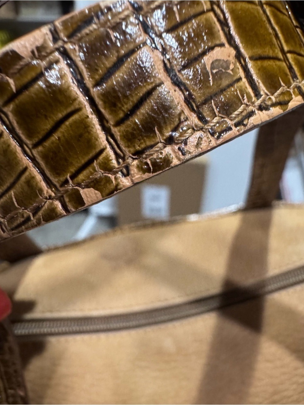 Fendi Tan Leather Tote with Croc Trim and Medallion - Picture 12 of 16